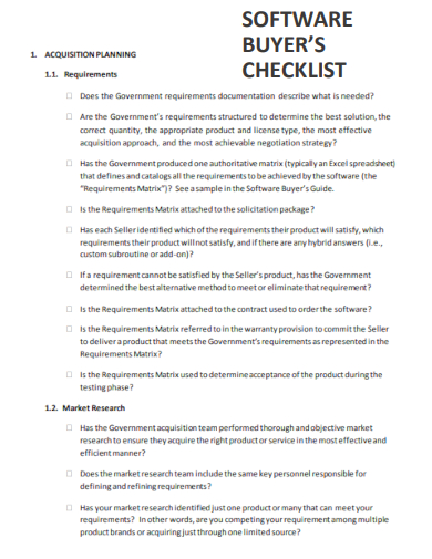 sample software buyers checklist template