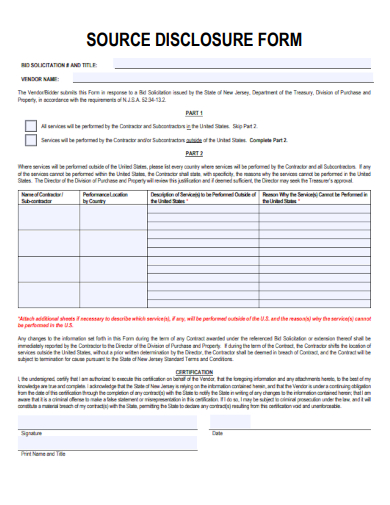 sample source disclosure form template