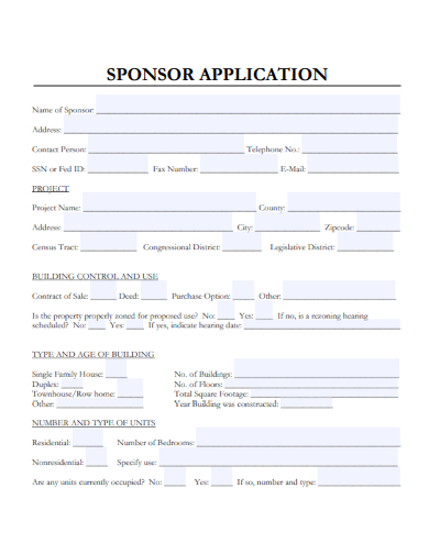 sample sponsor application formal template