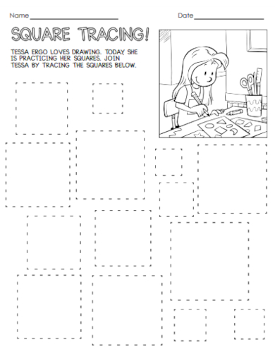 sample square tracing worksheet template