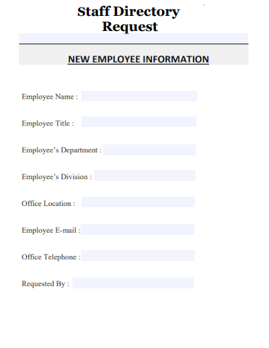 sample staff directory request template