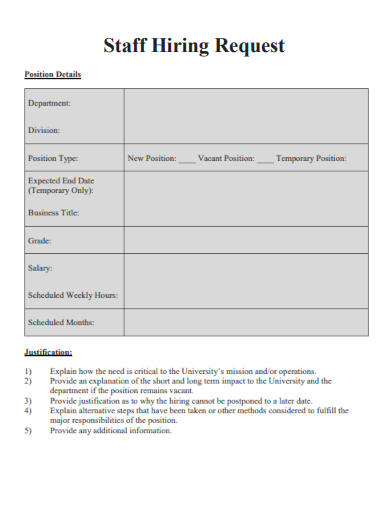 sample staff hiring request template