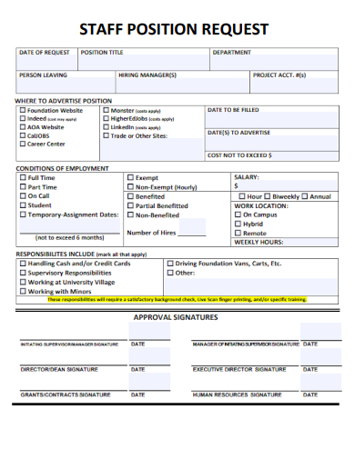 sample staff position request template