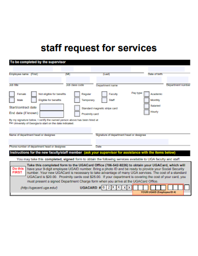 sample staff request for services template