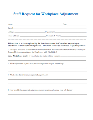 sample staff request for workplace adjustment template