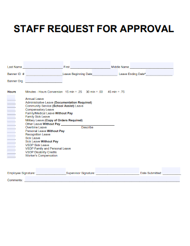 sample staff request to approval template