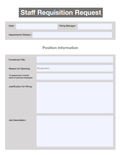 sample staff requisition request template