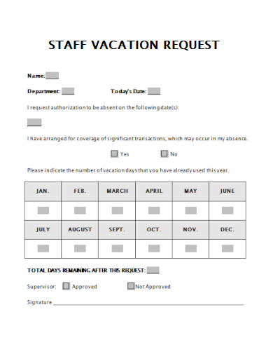 sample staff vacation request template