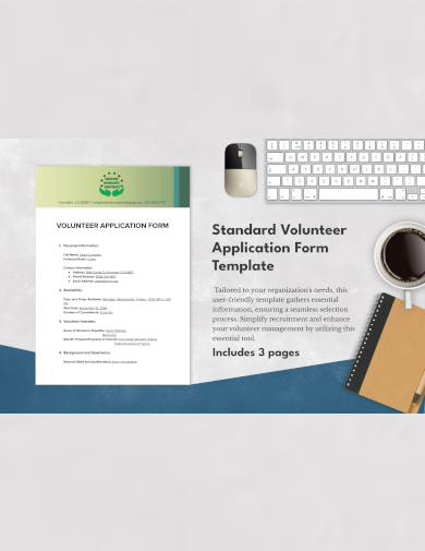 sample standard volunteer application form template