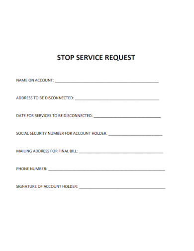 sample stop service request template