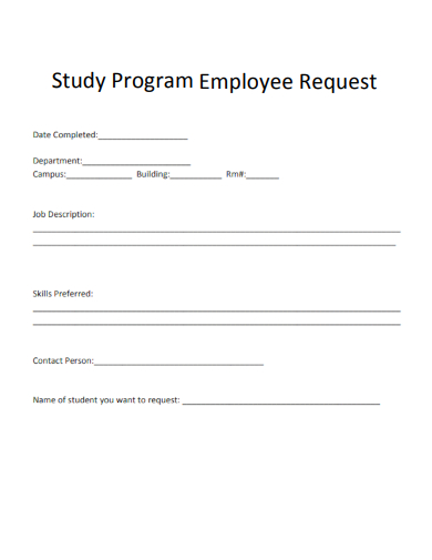 sample study program employee request template