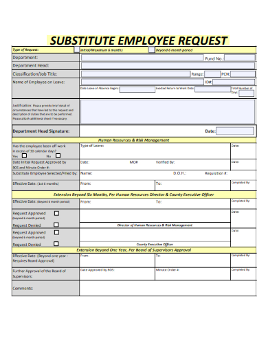 sample substitute employee request template