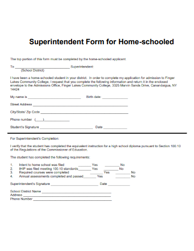 sample superintendent form for home schooled template