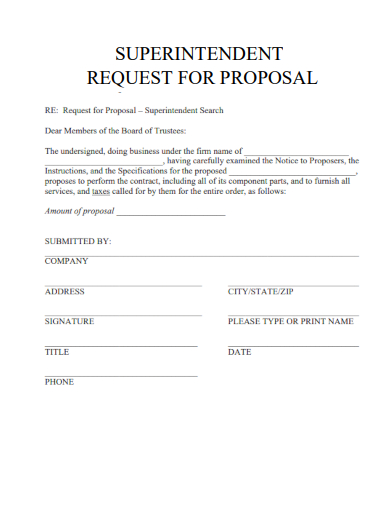 sample superintendent request for proposal form template