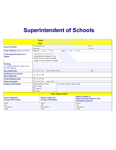 sample superintendent of school form template