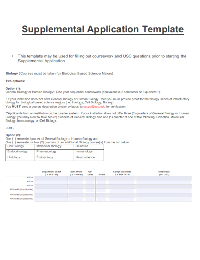 sample supplemental application basic template