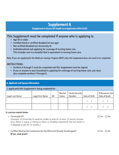 sample supplemental form formal template