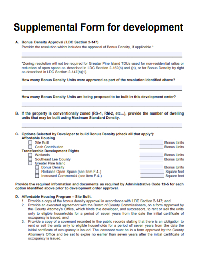 sample supplemental form for development template