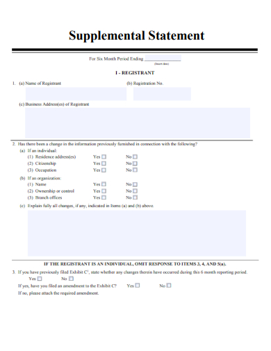 sample supplemental statement form template