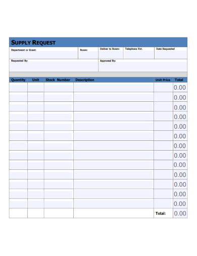 sample supply request blank template