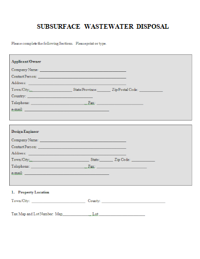 sample surface wastewater disposal form template