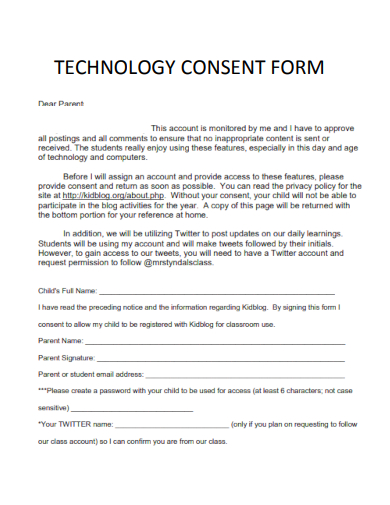 sample technology consent form template