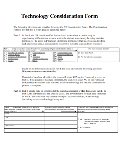 sample technology consideration form template