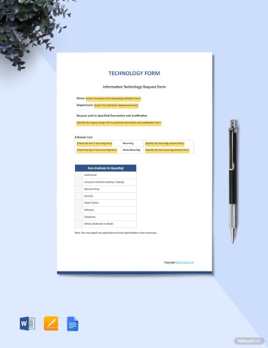 sample technology form template
