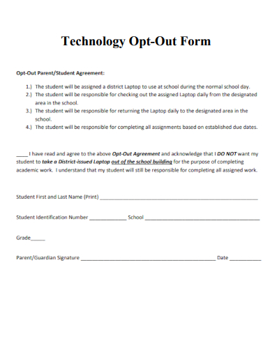 sample technology opt out form template