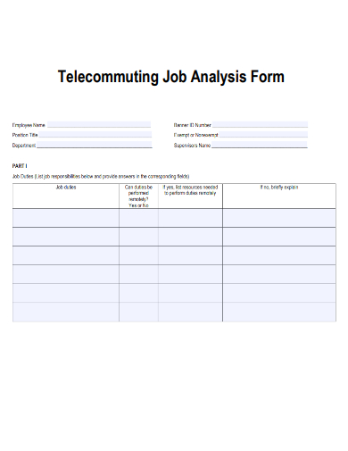 sample telecommuting job analysis form template
