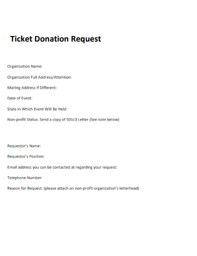 sample ticket donation request template