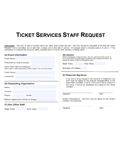 sample ticket services staff request template