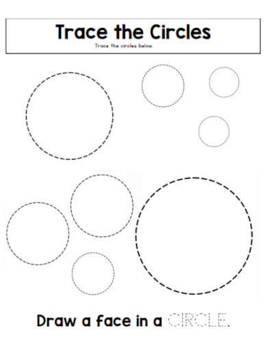 sample tracing circle worksheet template
