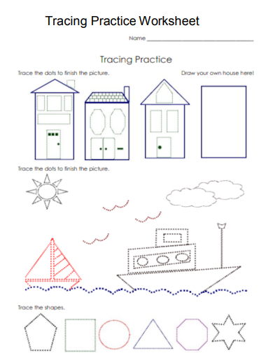 sample tracing practice worksheet template