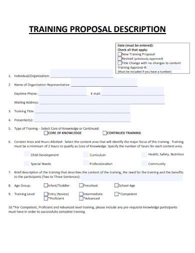 sample training proposal description form template