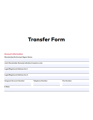 sample transfer form basic template