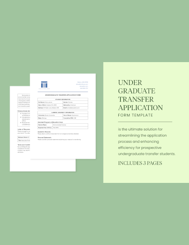 sample undergraduate transfer application form template