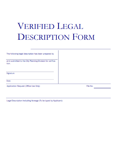 sample verified legal description form template