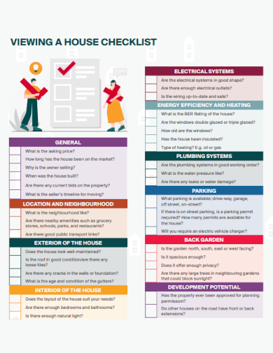 sample viewing a house checklist template