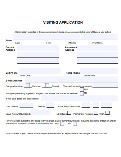 sample visiting application template