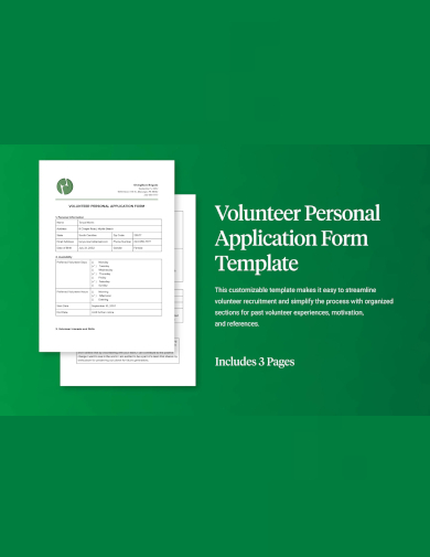 sample volunteer personal application form template