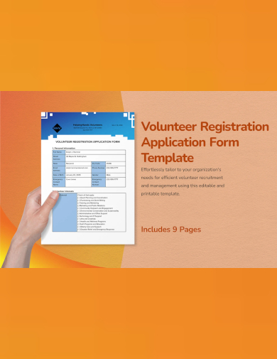 sample volunteer registration application form template