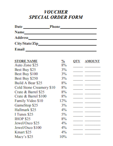 sample voucher special order form template