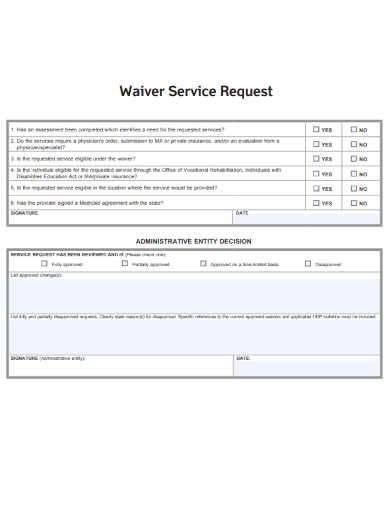 sample waiver service request template