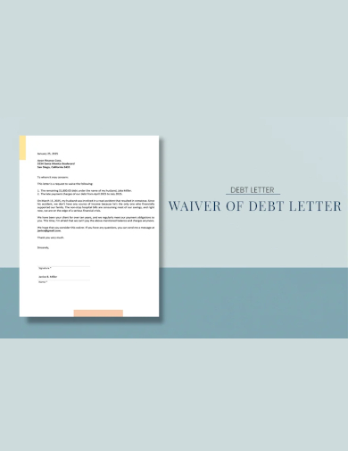 sample waiver of debt letter template