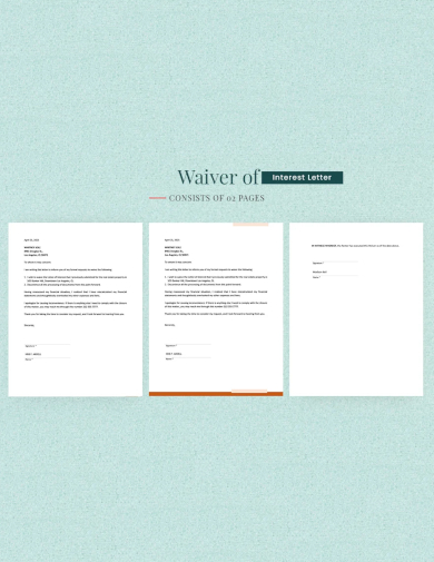 sample waiver of interest letter templates