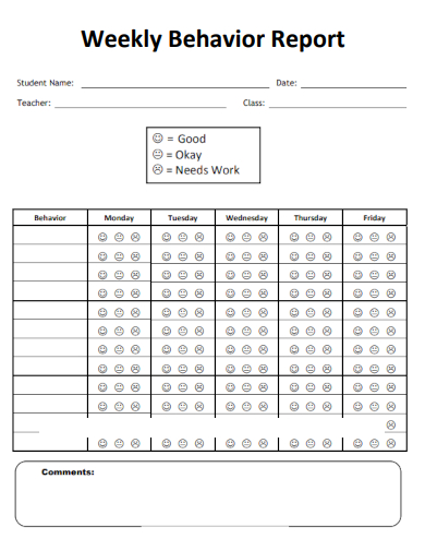 sample weekly behavior report template