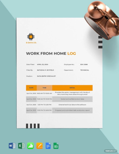 sample work from home log form template