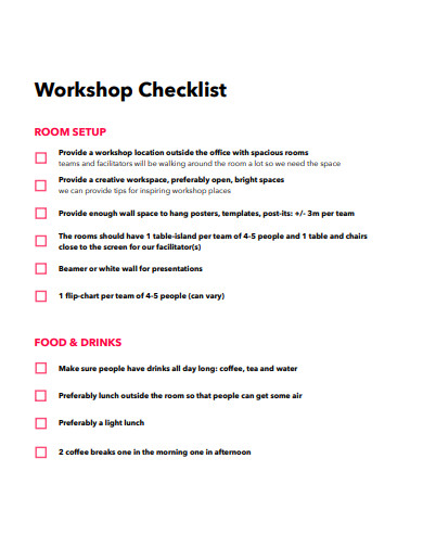 sample workshop checklist template