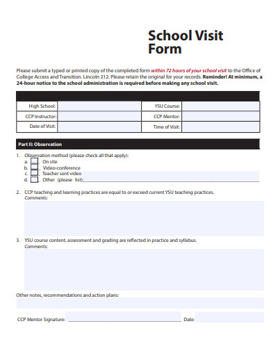 school visit form template